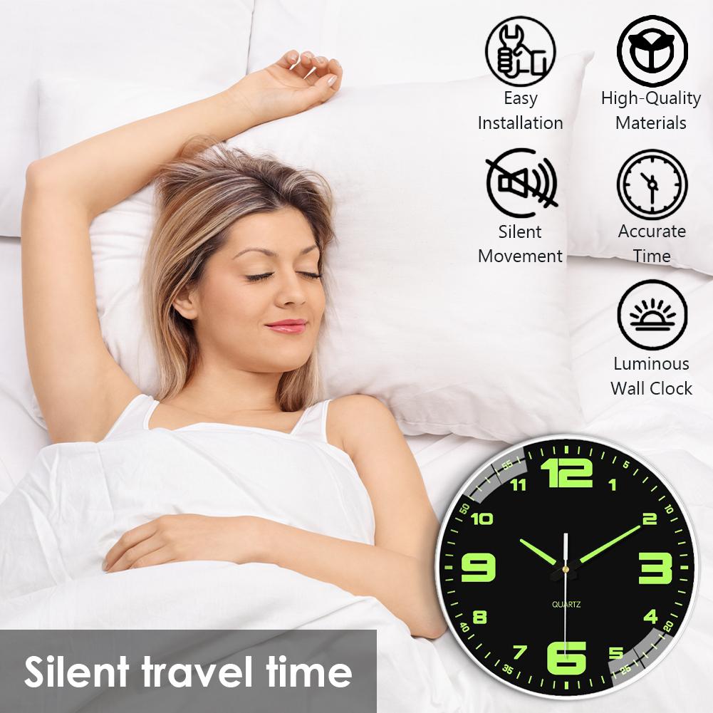 8Inch Glow in The Dark Clocks Battery Operated Silent Non-Ticking Wall Clocks Luminous Wall Clock Decorative for Kitchen Bedroom