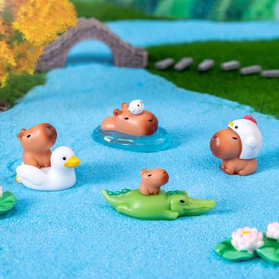 Lot de 10 figurines miniatures de Capybara en résine, ornements de bureau, cadeaux mignons, accessoires de photographie, décoration de la maison