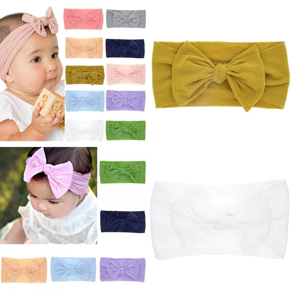 Lovely Baby Nylon Bow Bunny Ear Headband Soft Broadside Hair Accessory For Child With Good Elasticity