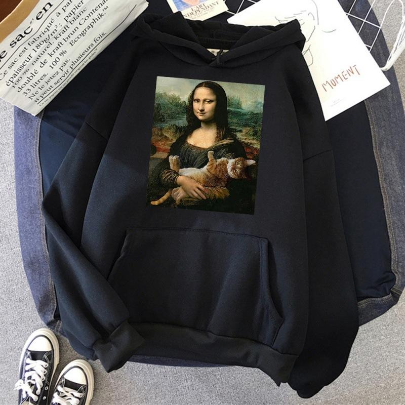 T Shirts Mona Lisa Hugging Cat Kawaii hoodie