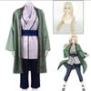 Tsunade Cosplay Kostüm Japanischer Anime Cartoon Mädchen Frauen Kimono Halloween Karneval Anzug Tsunade Perücken Anime Blond Lange Haare