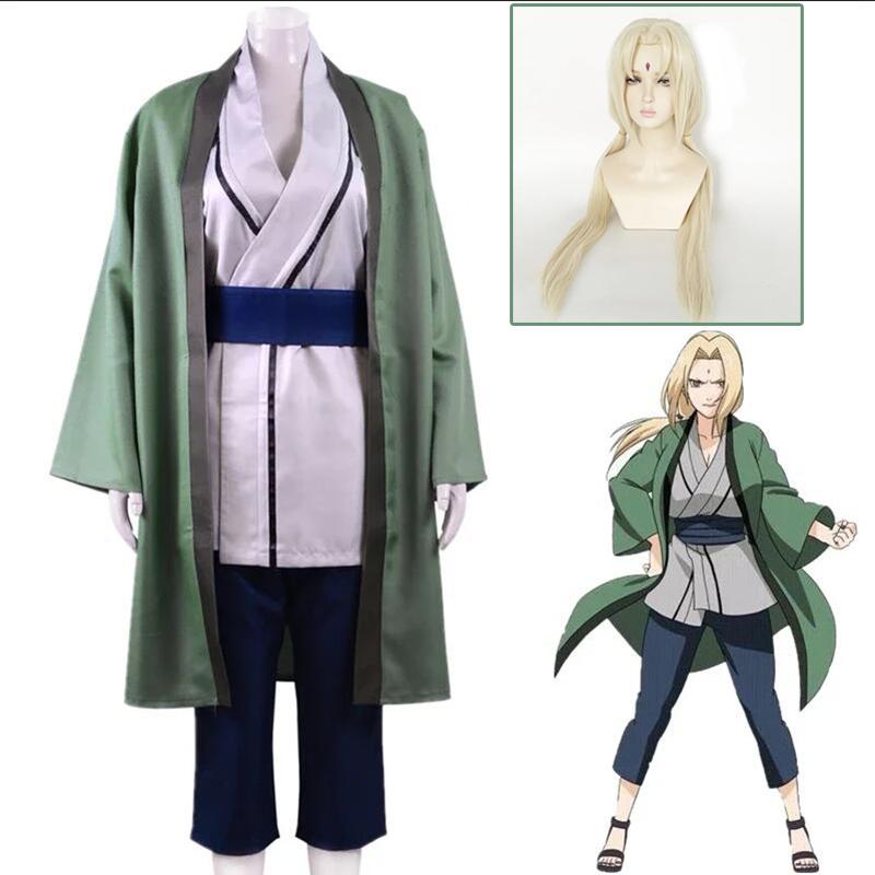 Tsunade Cosplay Kostuum Pruik Japanse Anime Cartoon Meisjes Vrouwen Kimono Halloween Carnaval Pak Feest Mannen Rollenspel Outfit Pak XS（old）