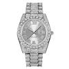 Men Genuine Big Brand Designer Watches Luxury Diamond Golden Fashion Alloy Band Calendar Quartz Gifts Watch Silver Reloj Hombre