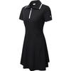 Fitted Solid Color Short Ruffle Hem Golf Polo Dress Women Dresses Black A11W325317F-BK