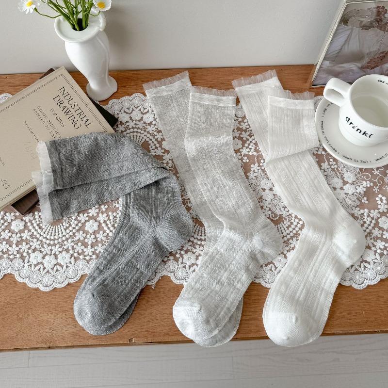 Summer Lightweight Ankle Socks Made of Children's Mulberry Silk, with A Pile Design, Featuring A Simple Style and Long Length.