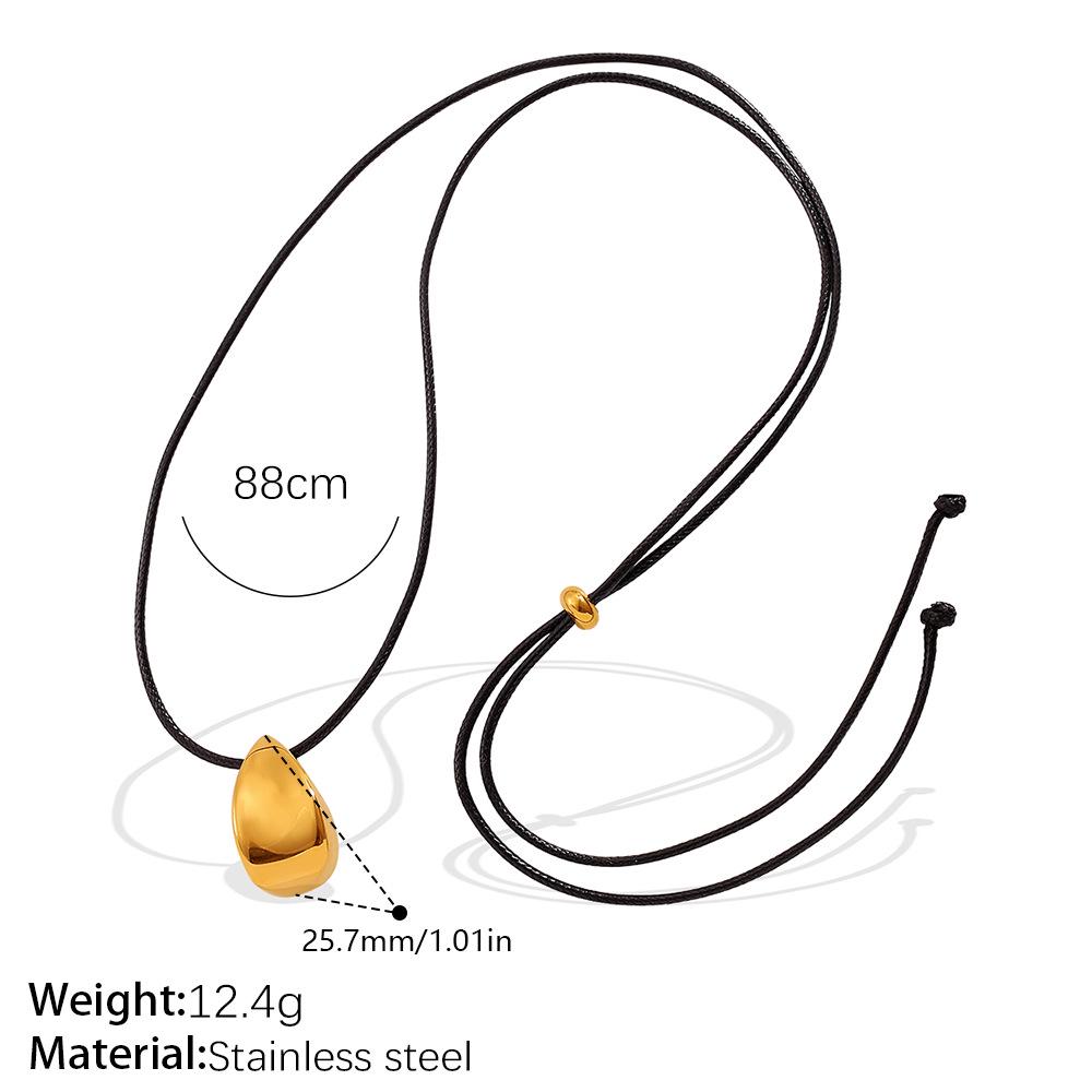 

Зимняя мода 2025 года 18-каратное золото Нержавеющая сталь Геометрическая штабелируемая цепочка для свитера с стойкой к выцветанию черной веревкой для женщин