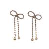 Fashion Long Tassel Full Rhinestone Drop Earrings for Women Bowknot Crystal Dangle Earrings Jewelry Gifts