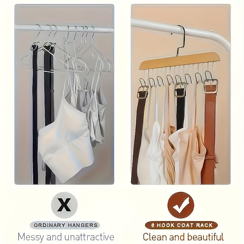 1pc Multi-functional Solid Wood Hanger Hook Women Storage Bra Hanger Home Belt Hanger Durable 8 Hooks Rack Closet Clothes Organizer