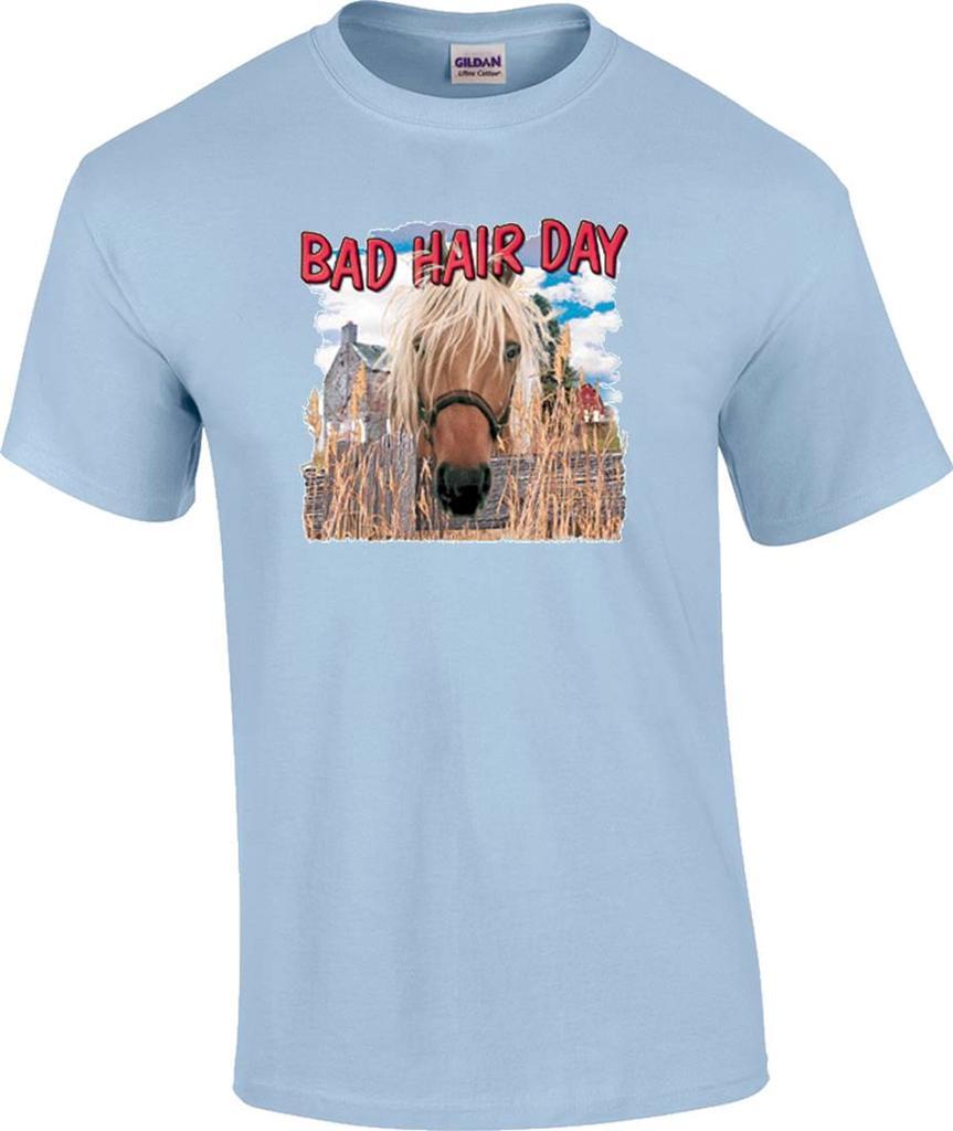 Funny Bad Hair Day Cowgirl Horse T-Shirt L