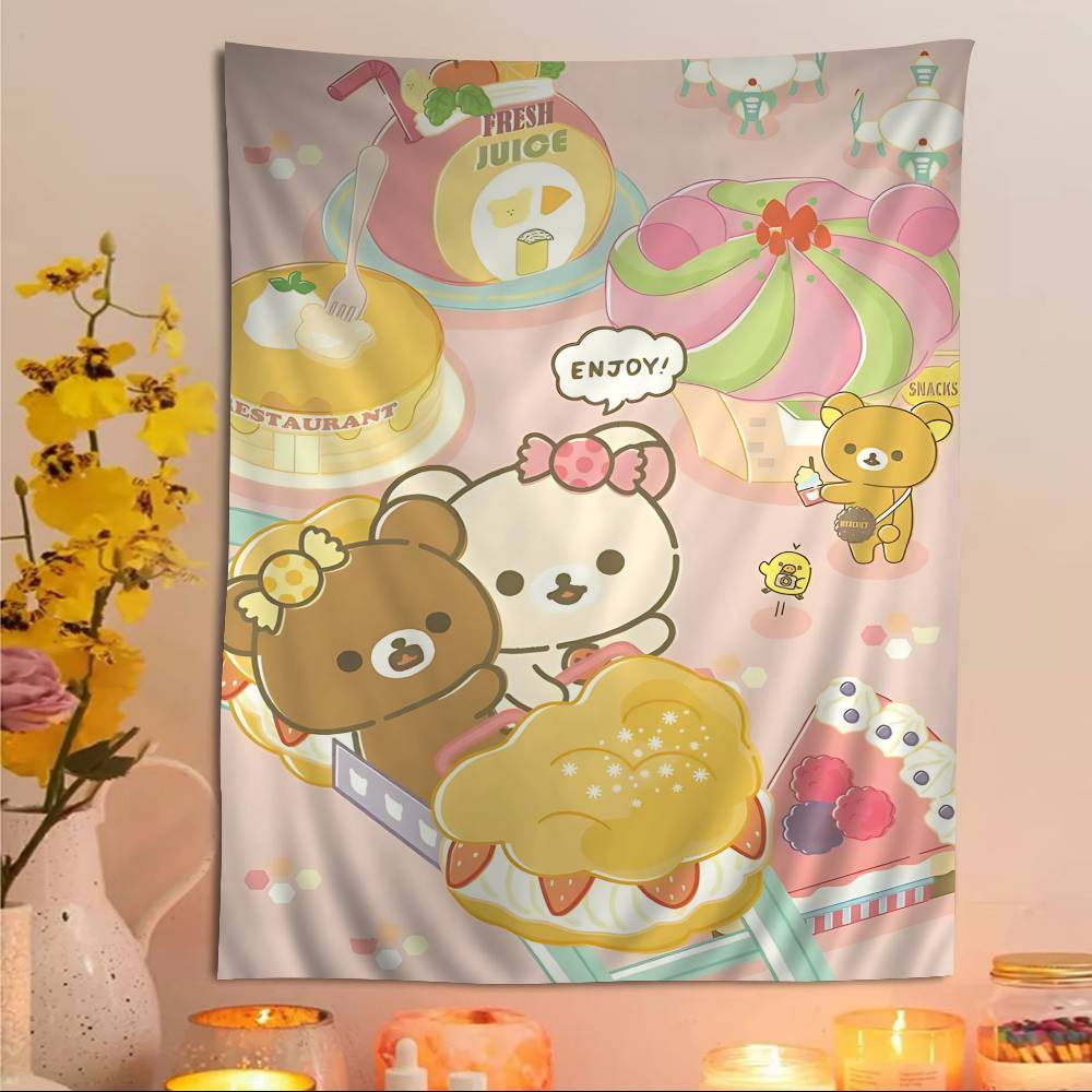 Cute Bear RRilakkumas Cartoon Tapestry Art Science Fiction Room Home Decor Art Home Decor