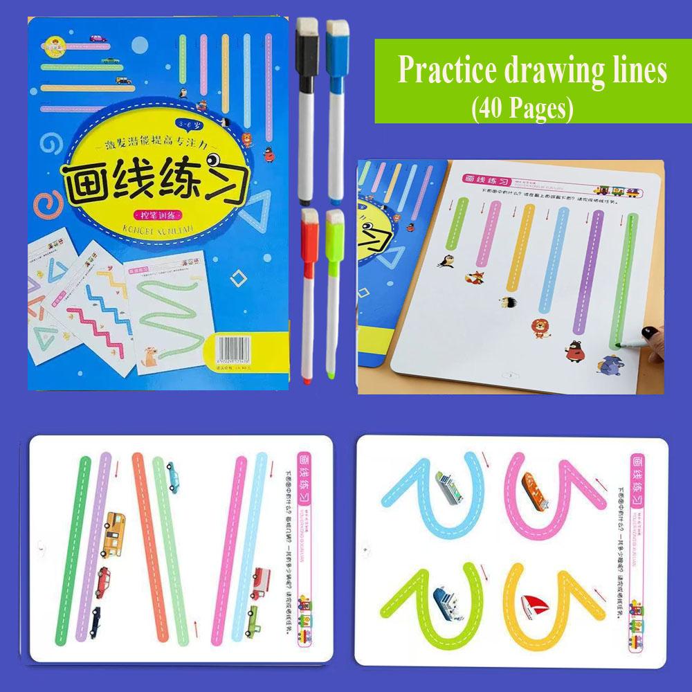 Reusable Children Montessori Magic Practice Copybook Magical Tracing Workbook Control Training Book Drawing Education Books