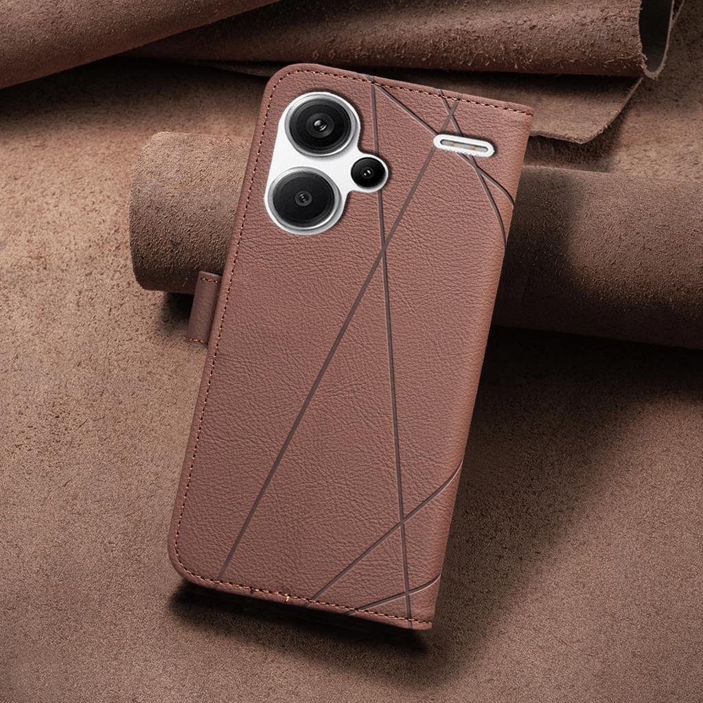 For Xiaomi Redmi Note 13 Pro+ 5G Case BINFEN COLOR BF35 Geometry Imprinted Leather Phone Cover RFID Blocking Wallet Stand