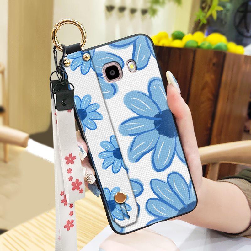Soft case Ring Phone Case For Samsung Galaxy J510/J5 2016/J5108 Protective Durable Back Cover Flower Shockproof Lanyard
