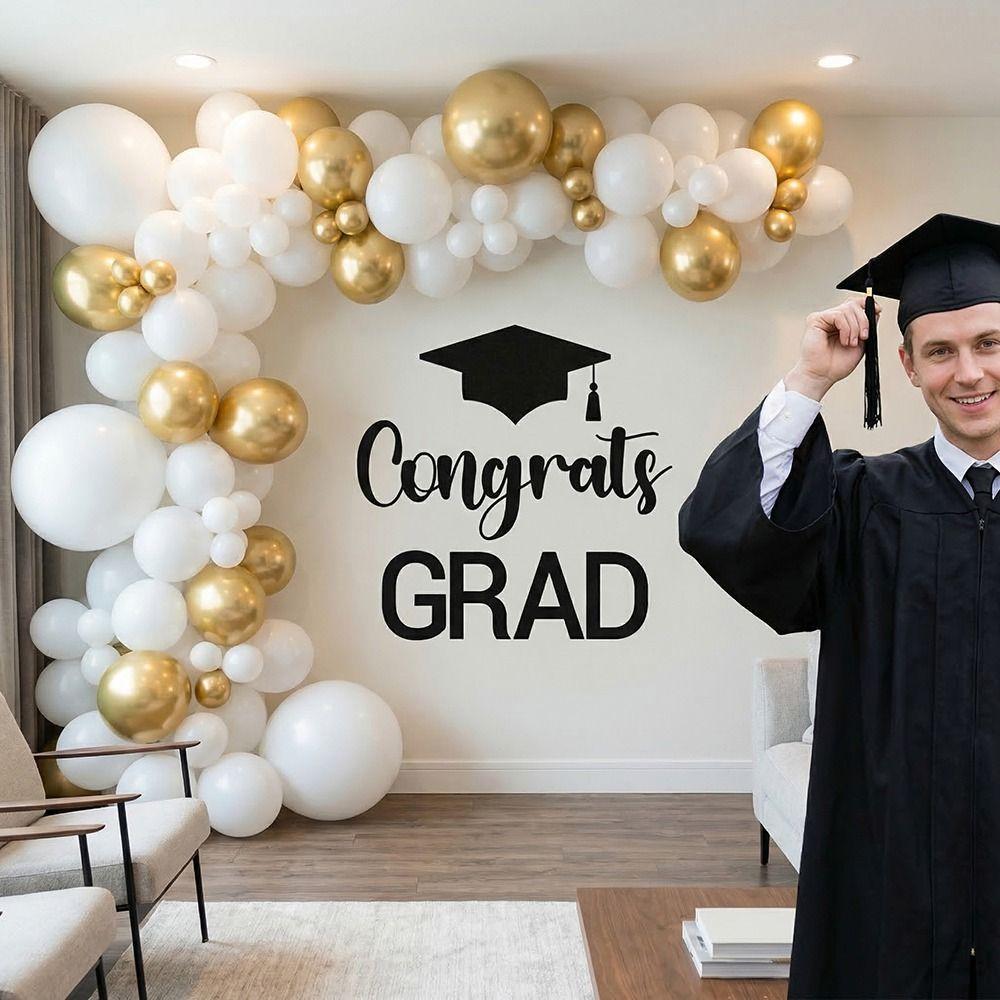 Felt Material Graduation Sailboard Stickers Black Cap Graduation Party Backdrop  Ceiling Background