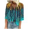 Women's Shirt Blouse Casual Loose Shirts 3/4 Sleeve Print V Neck Tops Print Tops T-shirts Tee