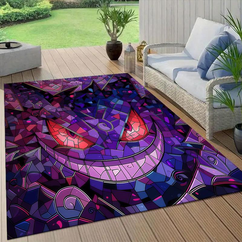 Gengar Flannel Pattern Square Carpet,Area Rug,Carpet Rug for Living Room Bedroom Sofa Playroom Decor,Non-slip Floor Mat