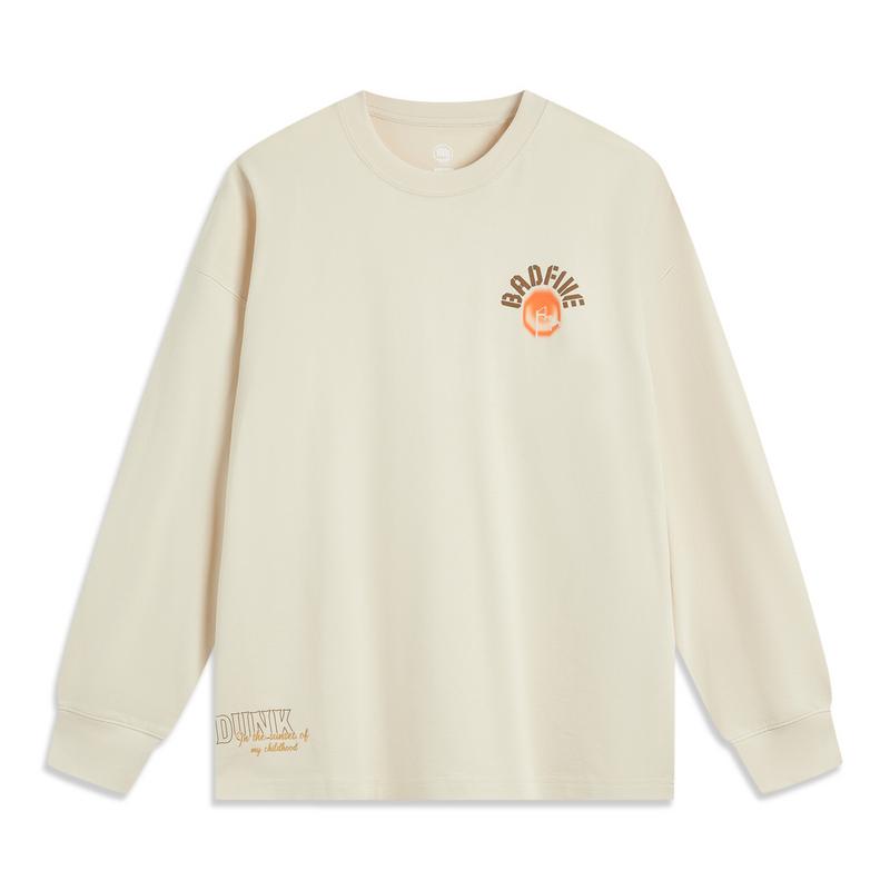 

Li-Ning Basketball Series Letter Round Neck Breathable Versatile Long Sleeve T-Shirt Men Tops Off-White AHSV503-1 XL