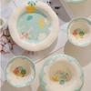 Oregelbunden Ocean Keramisk Tallrik Hem Frukost Havregryn Yoghurt Skålar Afternoon Tea Frukter Salladstallrikar Läcker Mat Risskål