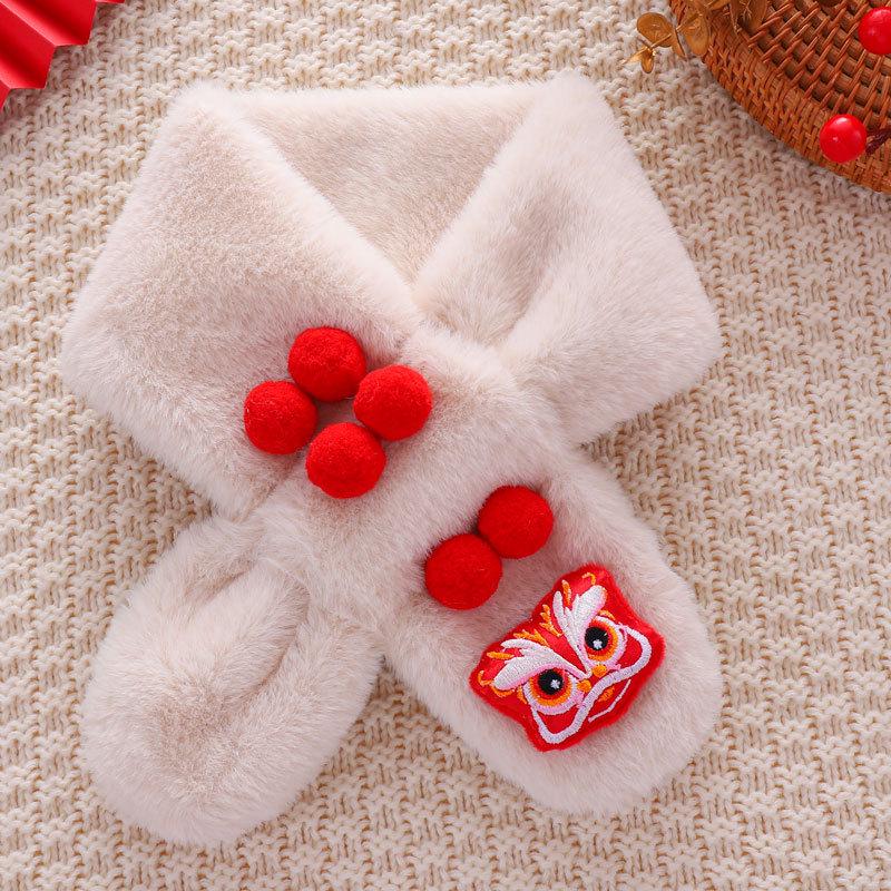 Festlicher Plüsch-Nian-Biest-Schal für Kinder - Dick, warm, niedlich und weicher Halswärmer für Babys