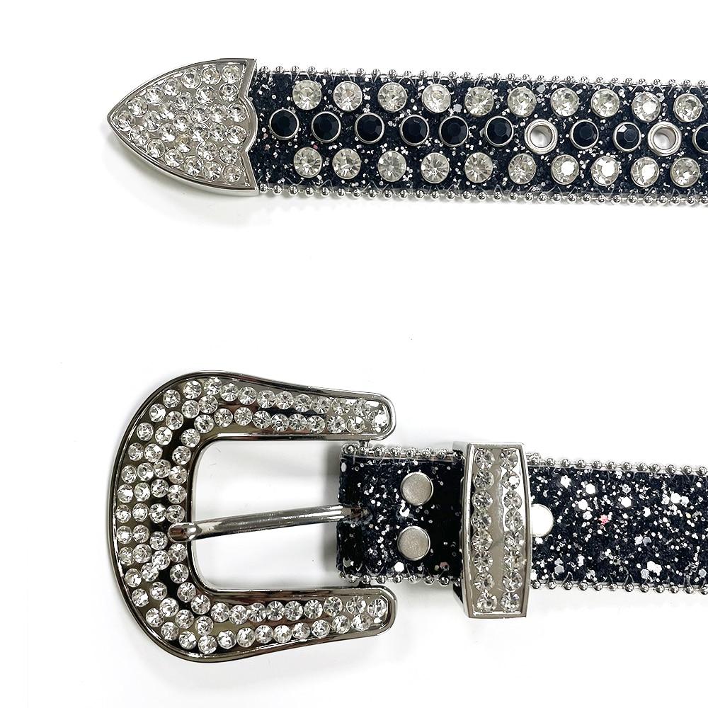 1 Luxury Belt With Large Glass Rhinestones High Quality Alloy Buckle Fashionable And Trendy Wide Belt