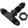 4AN Male Flare Bulkhead on Side Tee T Fitting Adapter with AN4 Nut Aluminum Black
