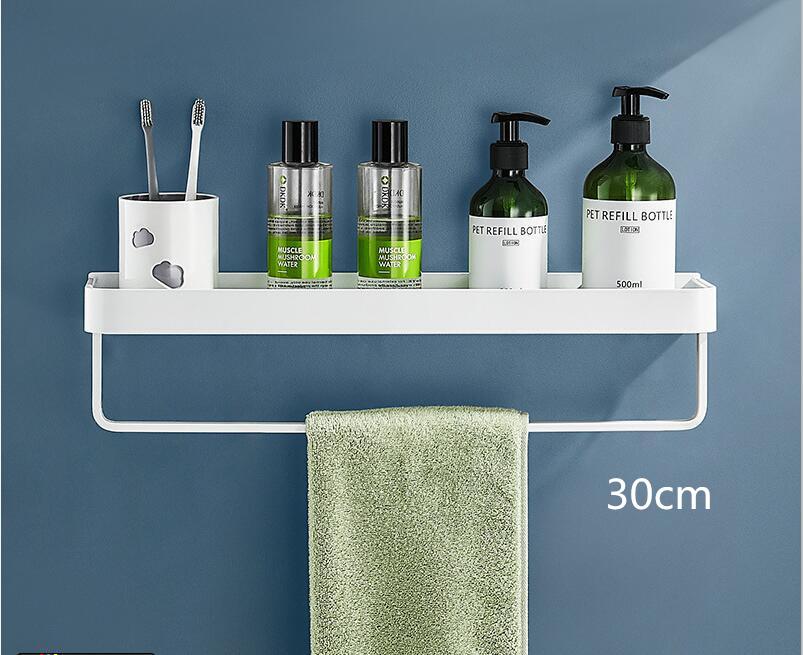 Tuqiu Bathroom Shelf Bath Shower Shelf Aluminum White Bathroom Shampoo Holder Corner Shelf Wall Mounted Kitchen Storage Holder