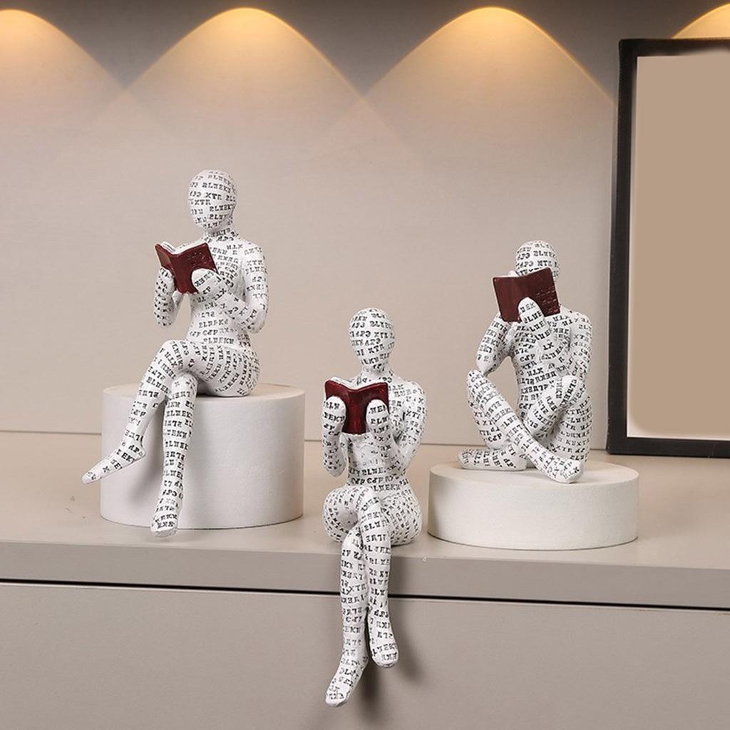 Resin Reading Woman Figurine Bookshelf Decoration Ornament for Home Decoration Living Room