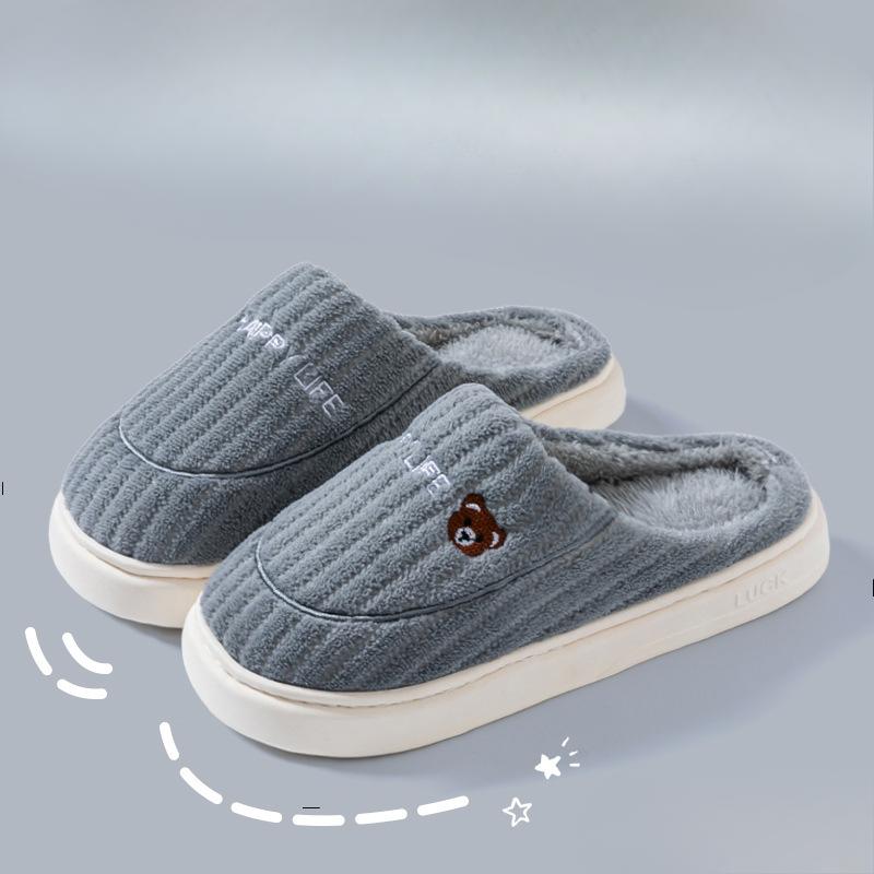 Baumwollpantoffeln, Rutschfeste Hausschuhe, Dicksohlige Heimtextilien