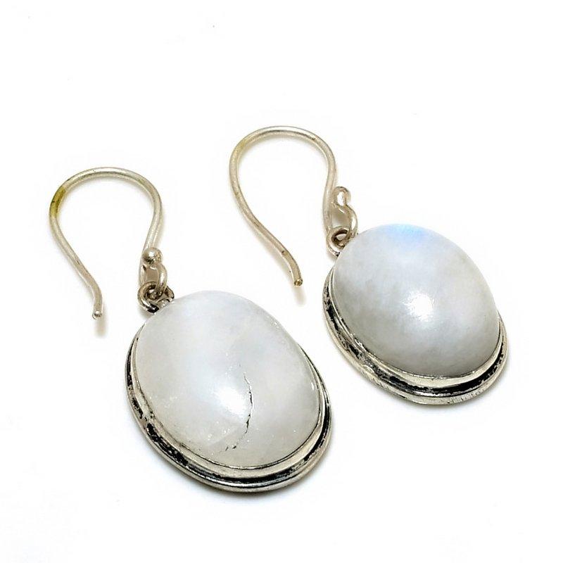 

Ювелирные серьги ручной работы с радужным лунным камнем 925 пробы, посеребренные, 1,51 дюйма