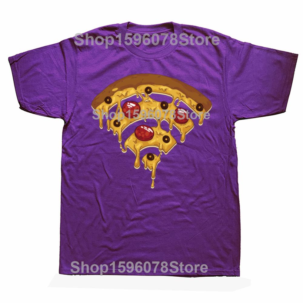 Funny Cool Wifi Pizza Internet Graphic T Shirts Men Pure Cotton Humor Streetwear Tee Shirt Short Sleeve Unisex Loose Clothing