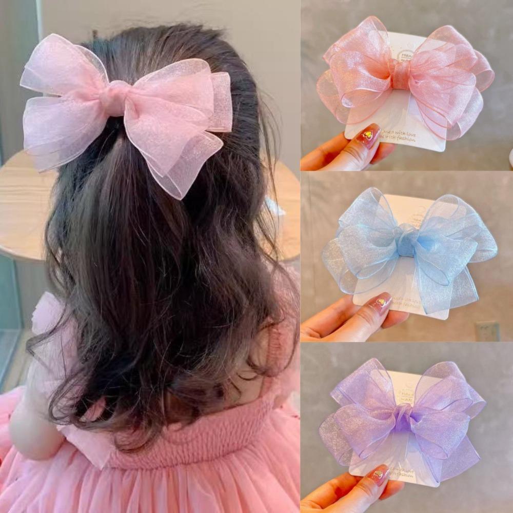 Korean Mesh Gauze Bow Baby Hairpins Fairy Princess Girl Back Head Hair Clips Top Clips Side Clip Kids Headwear Bair Accessories