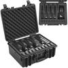 VEVOR Hard Pistol Cases with Pre-cut Lining, Waterproof & Dustproof Hard Gun Case for 5 Pistol, 18.9×16.3×8.5 In Lockable Pistol Case, Black