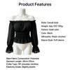 Fashion Women Ruffle Off Shoulder Crop Blouse Long Puff Sleeve Slim Ruched Hem Casual Clubwear Top