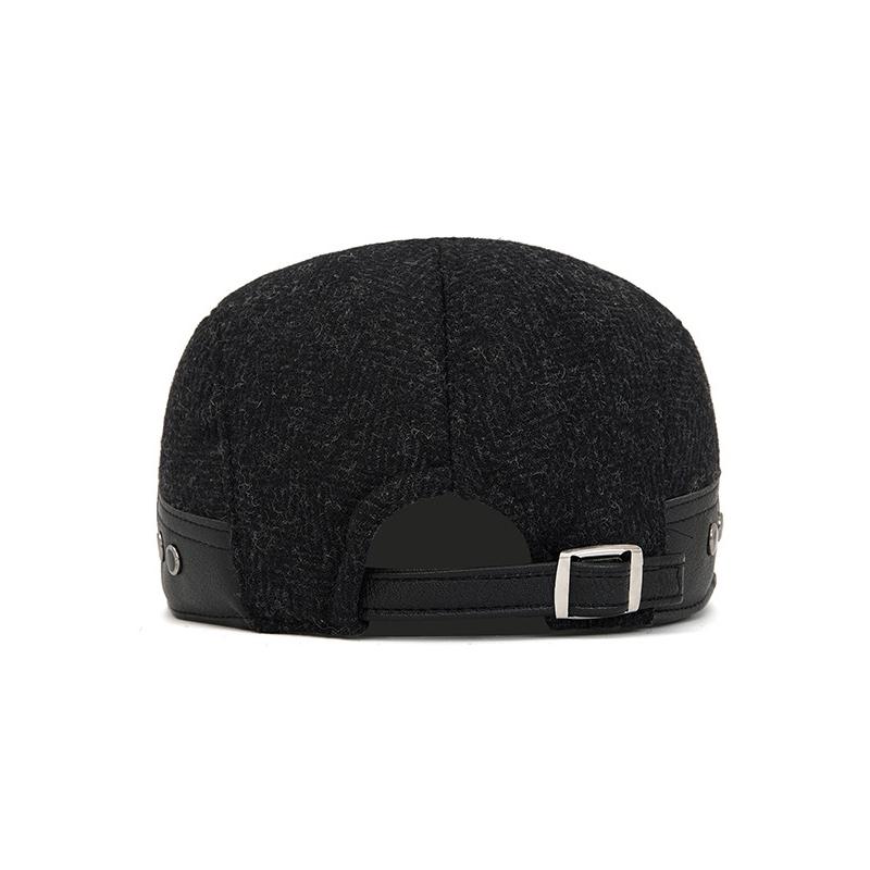 Men's Thick Ear Protecting Forward Cap Elderly Winter Wool Retro Forward Cap Newsboy Cap