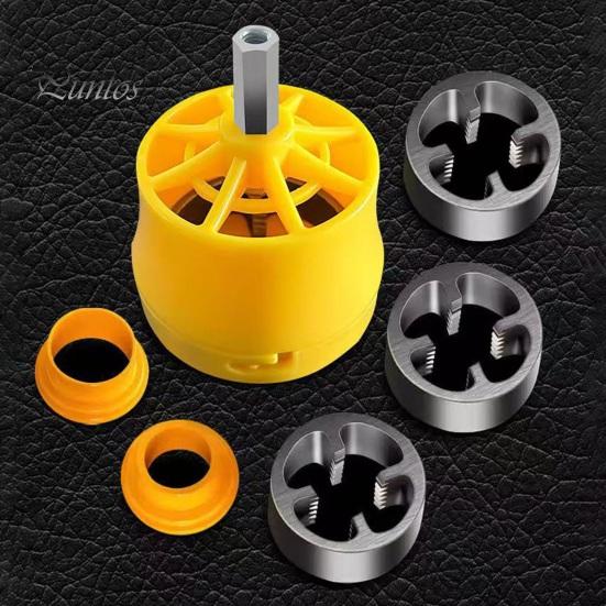 PVC Thread Maker Tool Electric Drill Water Pipe Threading Device with 3 Dies 1/2" 3/4" And 1" PVC Pipe Threader Kit for Electric Drill