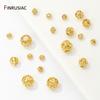 18K Gold Plated Brass Beads For Bracelets, 4/6/8mm Round Hollow Spacer Beads,Separators For Beads,DIY Jewelry Making Accessories