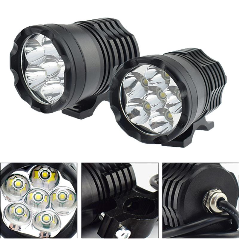 2Pcs Motorcycle Headlight High Brightness Waterproof Auxiliary Spotlights Scooters Modified Light Bulbs with Switch 6 LED Lamps