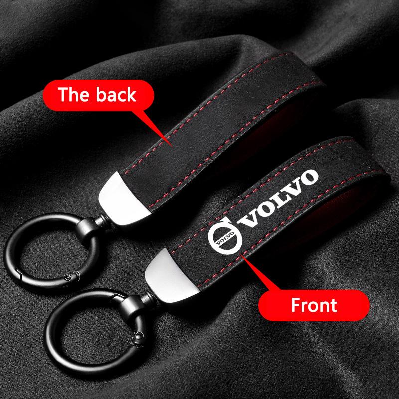 Suede Car Logo Keychain Pendant Keyring Hanging Men Gifts For Volvo R Design XC90 XC60 S60 V40 XC40 V60 V50 S40 XC70 C30 C70 C40