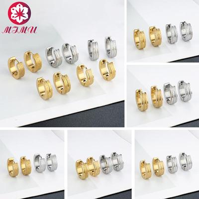Trendy Unisex Oorbellen van Titanium Roestvrij Staal met 18k Vergulde Oorstekers