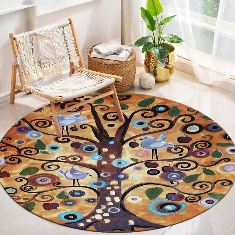 1Pc Tree of Life Circular Print Rug - home decoration Carpet For Living Room Bedroom Flooring Computer Chair Area Rug