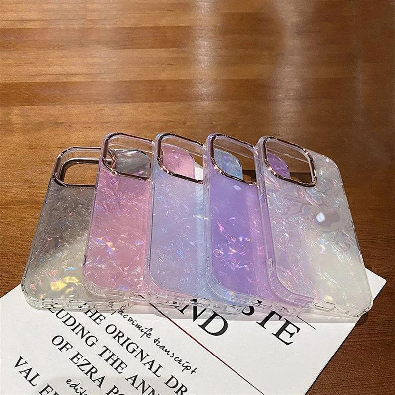 Fargerik fritillaria glitter gjennomsiktig støtsikker telefondeksel for iphone 11 13 15 Pro 16 14pro 12 Pro Max Beskyttelsesdeksel for kameralinse