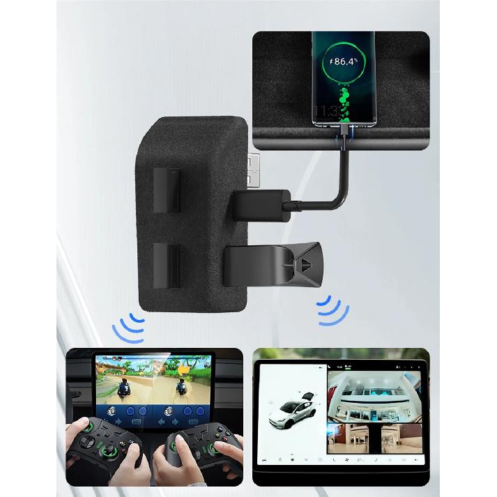 For Tesla Model 3 Highland Model Y Juniper 2021-2025 Glove Box Flocking USB HUB Adapter Quick Charger Car Accessories