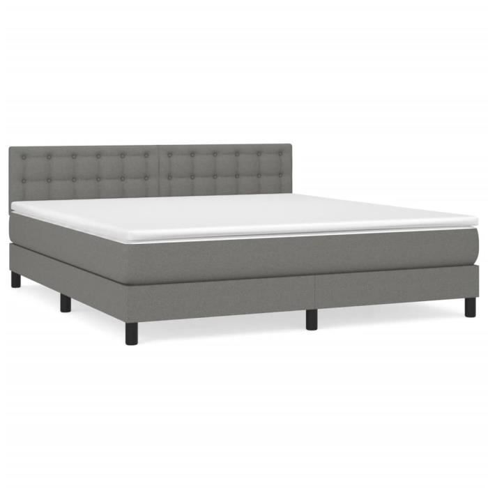 VidaXL Lit à sommier tapissier avec matelas Gris foncé 160x200cm Tissu - Modèle 3140386
