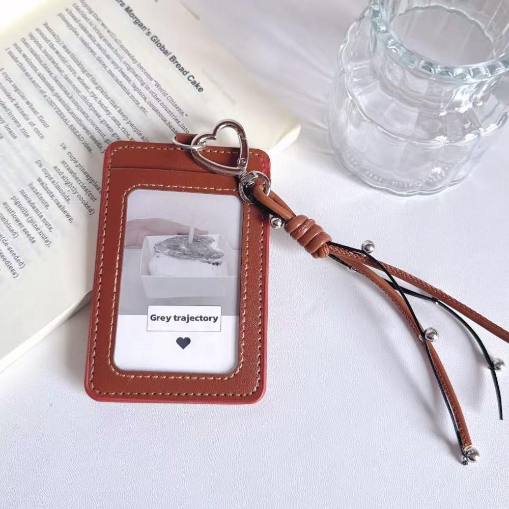 New PU Leather Photcard Holders Keychain with Lanyard ID Card Case 1 Inch Card Display Photo Frame Pendant Bag Decoration