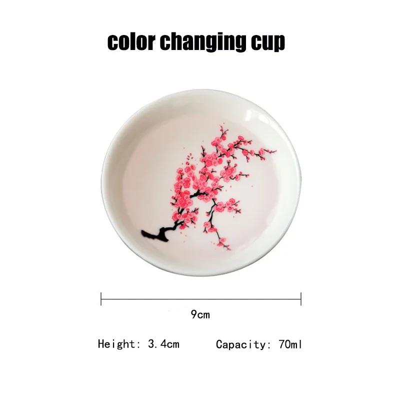 Magische Sakura-Tasse, japanische Kalttemperatur-Farbwechsel-Teetasse, Blumen-Display-Teetasse, Keramik-Kung-Fu-Teeschale, kühle Tassen
