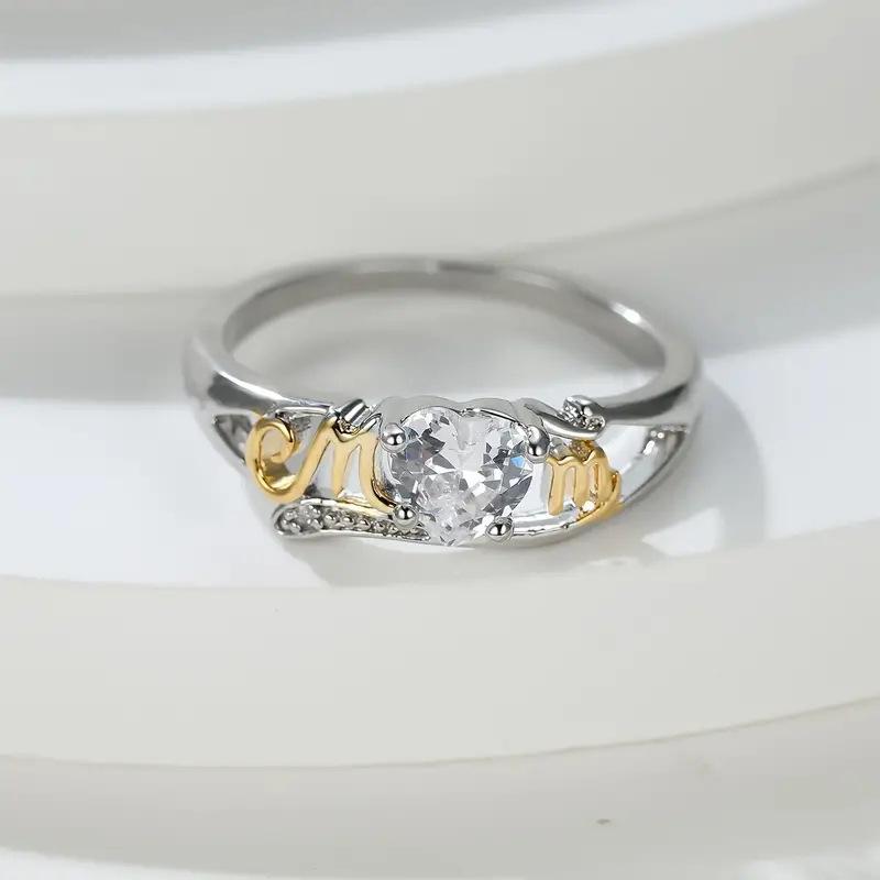 Mother'S Day Gift, Mother'S Love, Mother'S Love, Inlaid Love Zircon Two-Color Ring.