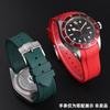 22mm Curved End Rubber Watch Band for Tudor Black Bay 58 Bronze – Soft Silicone Strap, Red Floral Pattern, Waterproof & Durable