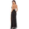 Sexy Women V Neck Maxi Sequin  Backless Split Cocktail Prom Gown Dress