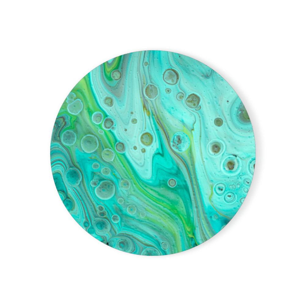 Ocean Marble Art Decortion Round Enamel Coasters Coffee Mug Place Mats with Cork Base Prevent Furniture From Dirty and Scratched