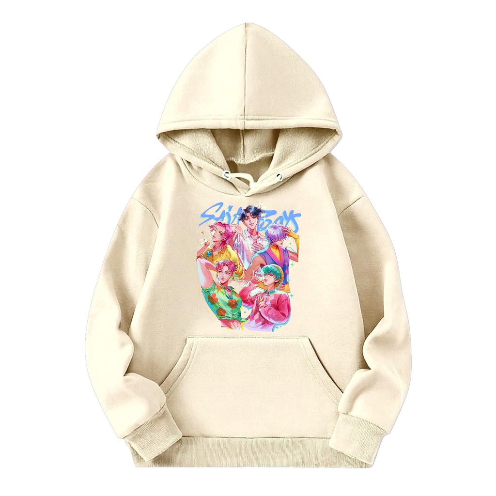 Kinder Freizeit Rundhals Bedruckter Pullover Langarm Kapuzen-Sweatshirt Oberteil